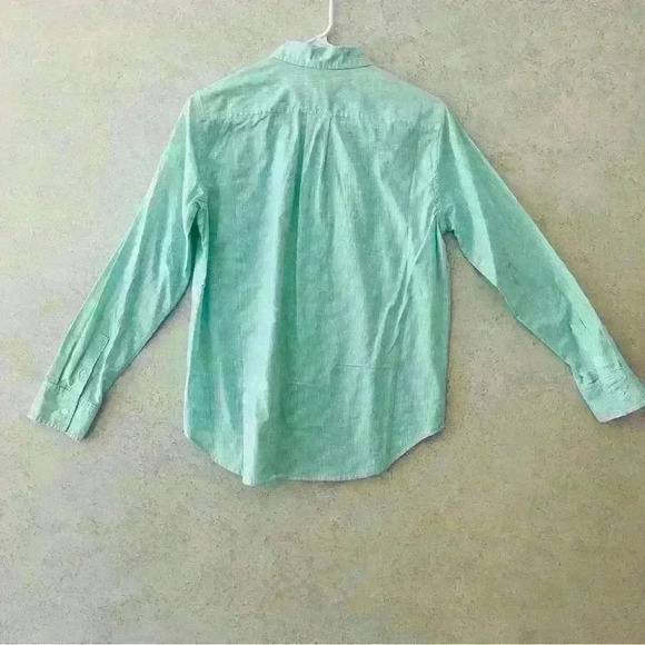 EVERLANE‎ WOMENS PREPPY MINT/WHITE STRIPED SILKY FEELING COTTON BUTTON DOWN SIZE - Picture 6 of 7